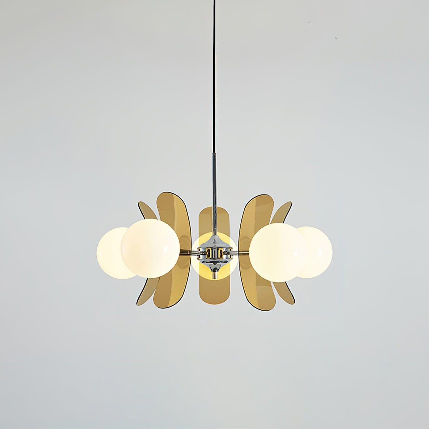 Phosphorescent Iron & Glass Ceiling Chandelier