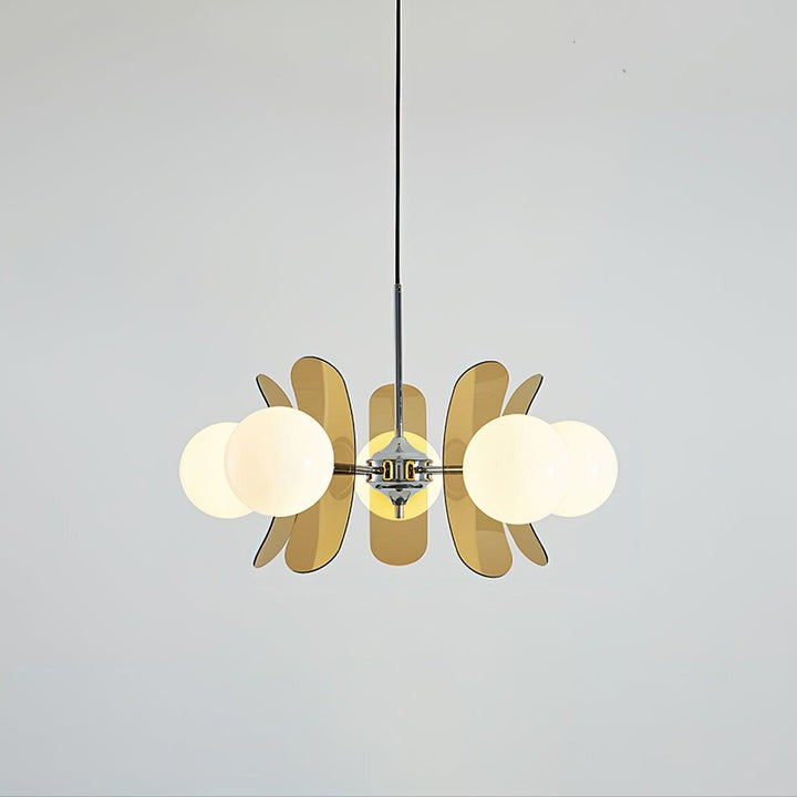 Phosphorescent Iron & Glass Ceiling Chandelier