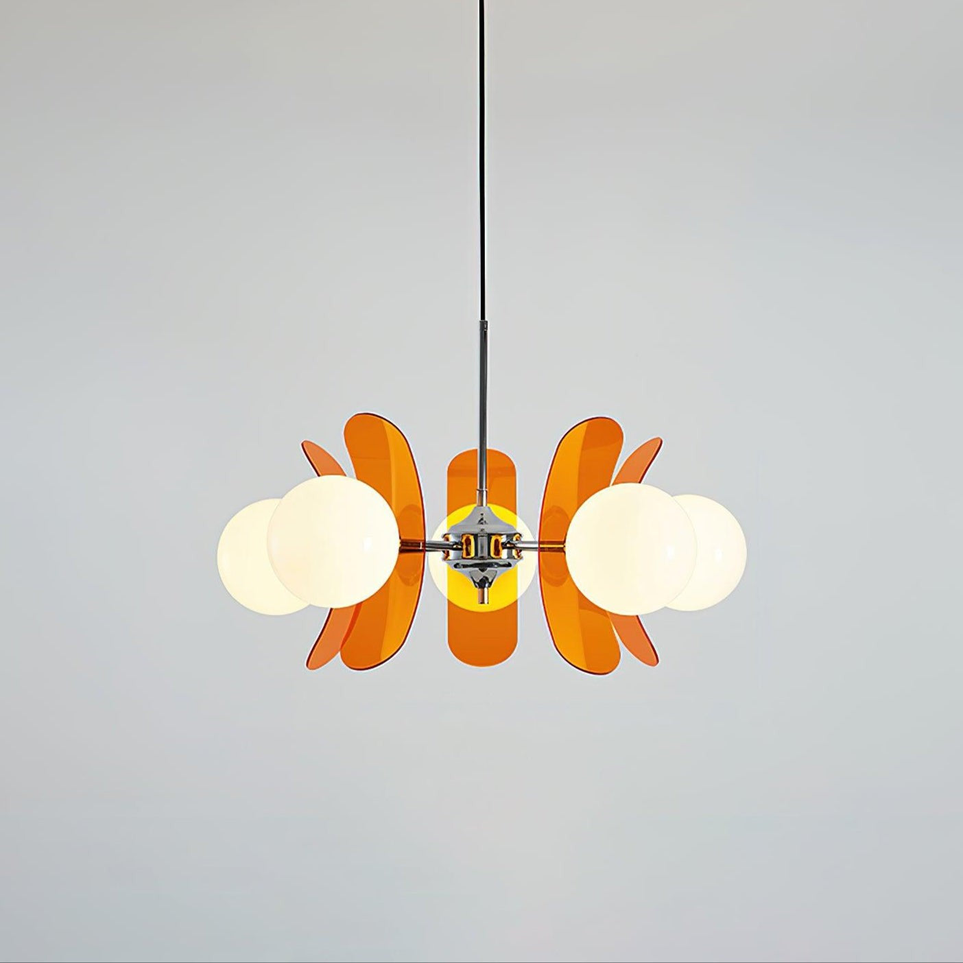 Phosphorescent Iron & Glass Ceiling Chandelier