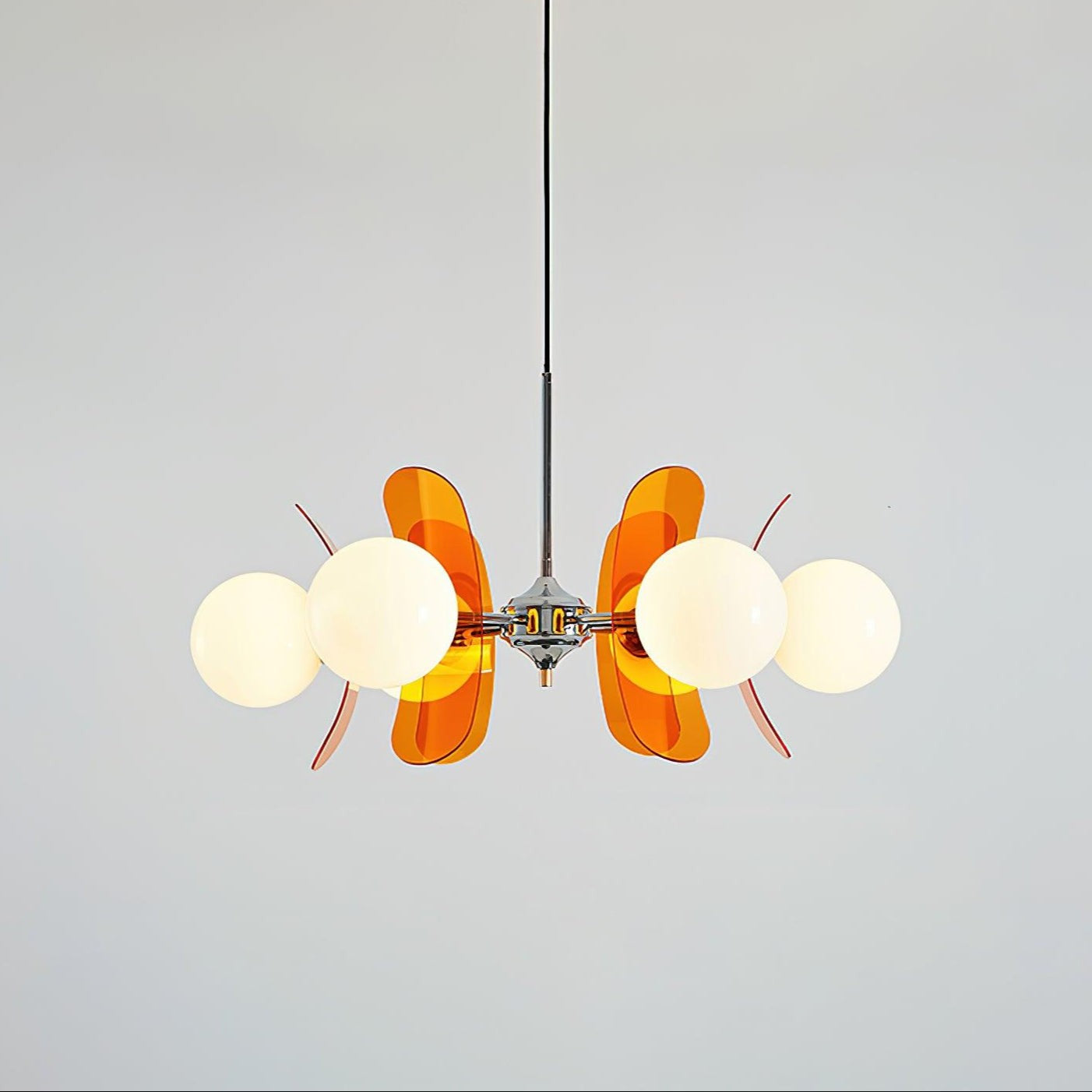 Phosphorescent Iron & Glass Ceiling Chandelier