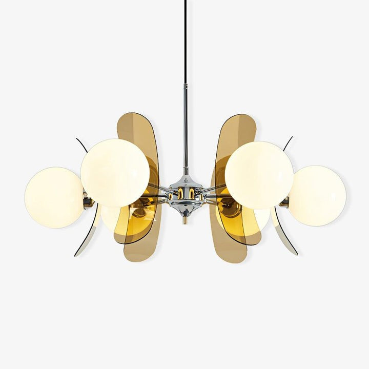 Phosphorescent Iron & Glass Ceiling Chandelier