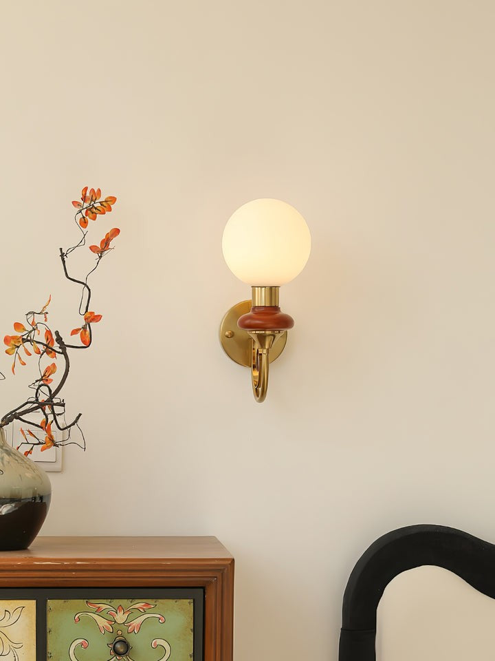 Plug-in Wall Sconce with Green Glass Shade and Gold Accents