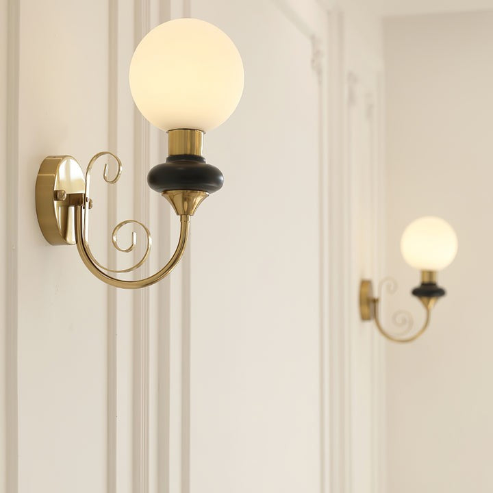 Plug-in Wall Sconce with Green Glass Shade and Gold Accents