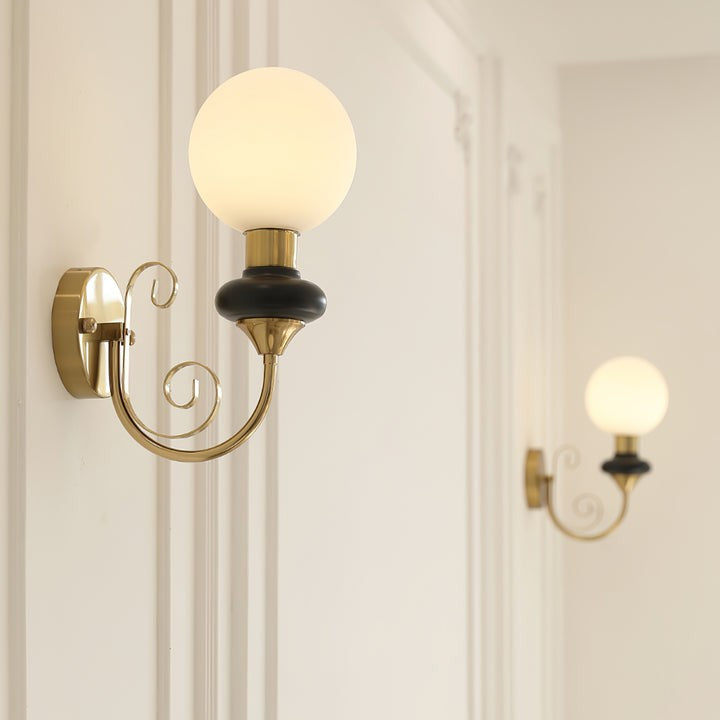 Plug-in Wall Sconce with Green Glass Shade and Gold Accents