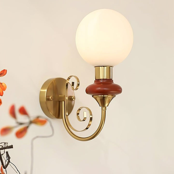 Plug-in Wall Sconce with Green Glass Shade and Gold Accents