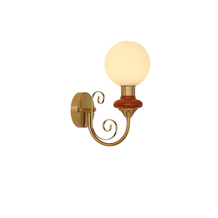 Plug-in Wall Sconce with Green Glass Shade and Gold Accents
