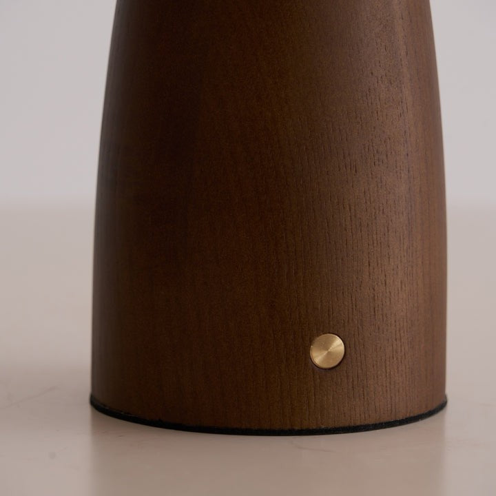 Rechargeable Wooden Table Lamp with Glass Shade