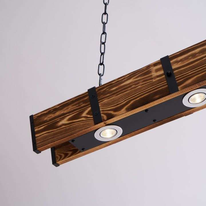 Rectangular Wooden LED Chandelier – Modern Loft Pendant Light