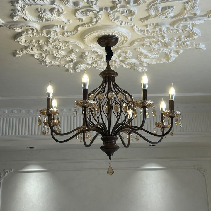 Regis Hand-Painted Crystal Chandelier - Elegant Metal Frame Fixture