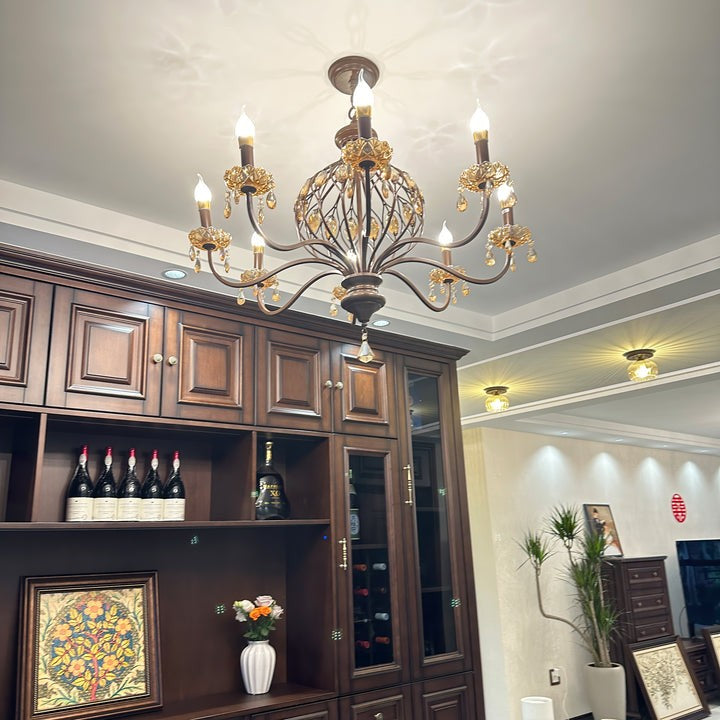 Regis Hand-Painted Crystal Chandelier - Elegant Metal Frame Fixture