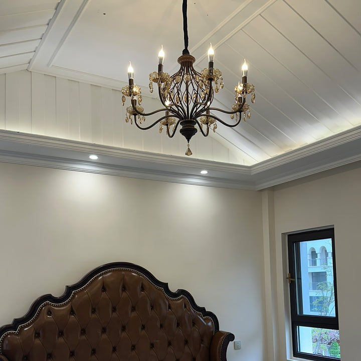 Regis Hand-Painted Crystal Chandelier - Elegant Metal Frame Fixture