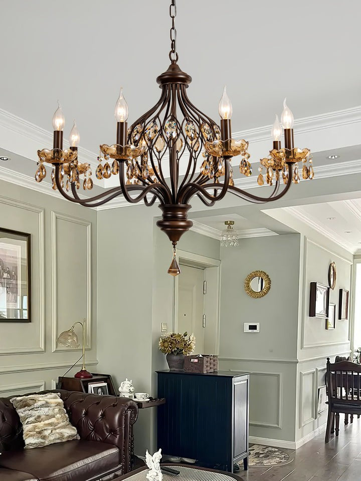 Regis Hand-Painted Crystal Chandelier - Elegant Metal Frame Fixture