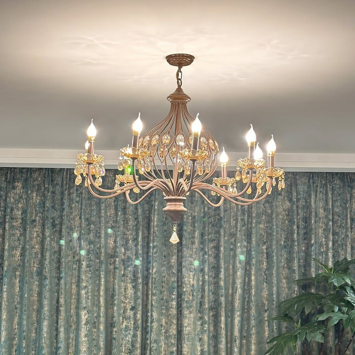 Regis Hand-Painted Crystal Chandelier - Elegant Metal Frame Fixture