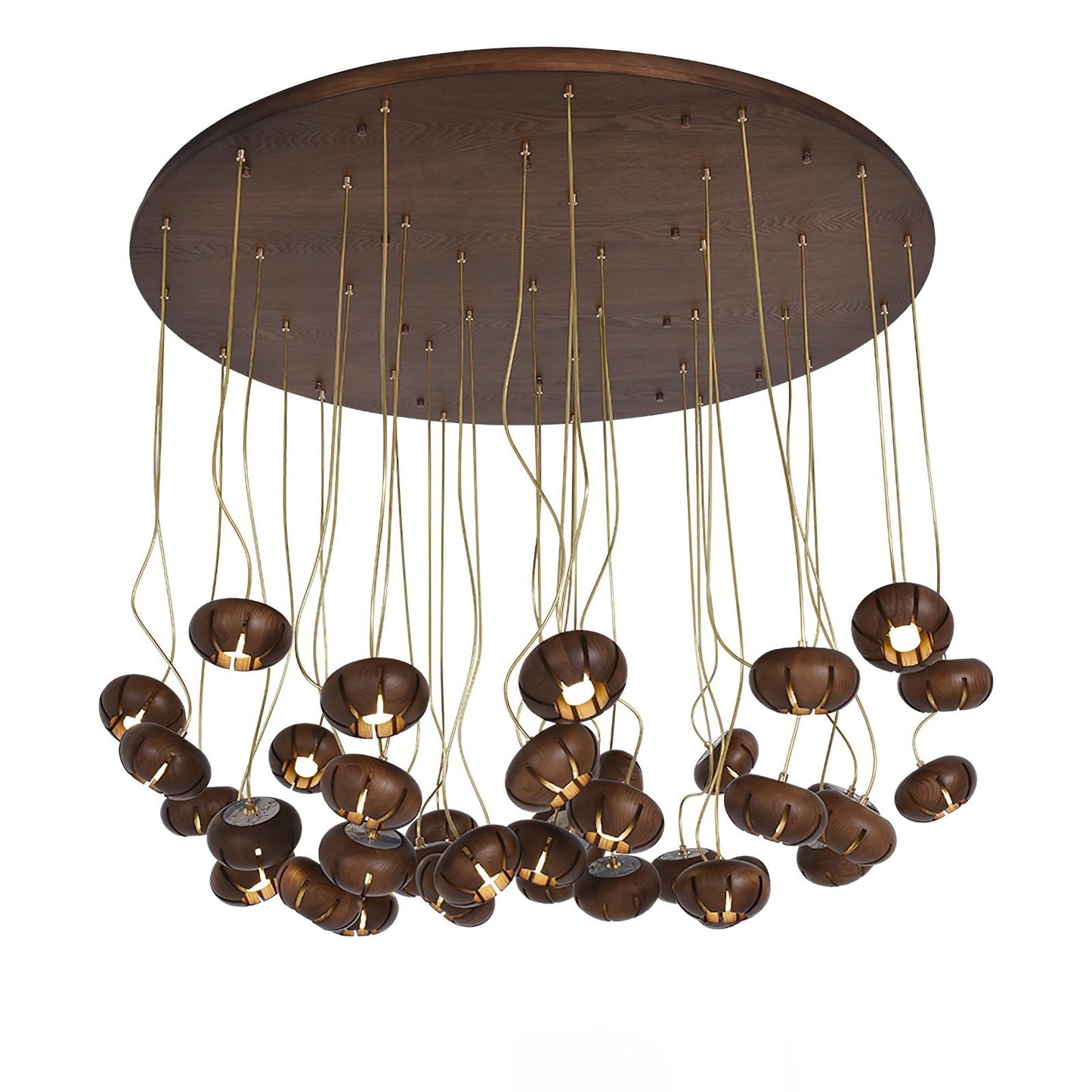 Rustic Wooden Pumpkin Cluster Ceiling Light
