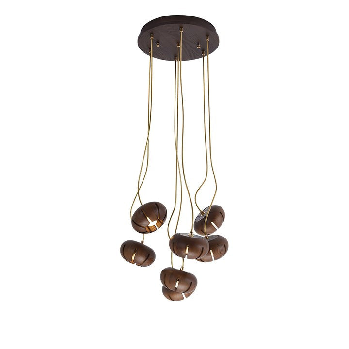 Rustic Wooden Pumpkin Cluster Ceiling Light