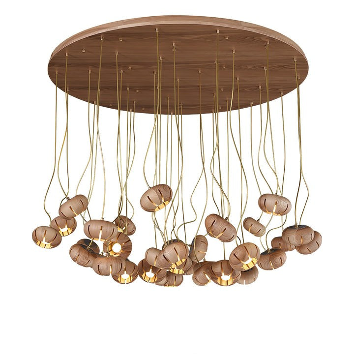 Rustic Wooden Pumpkin Cluster Ceiling Light