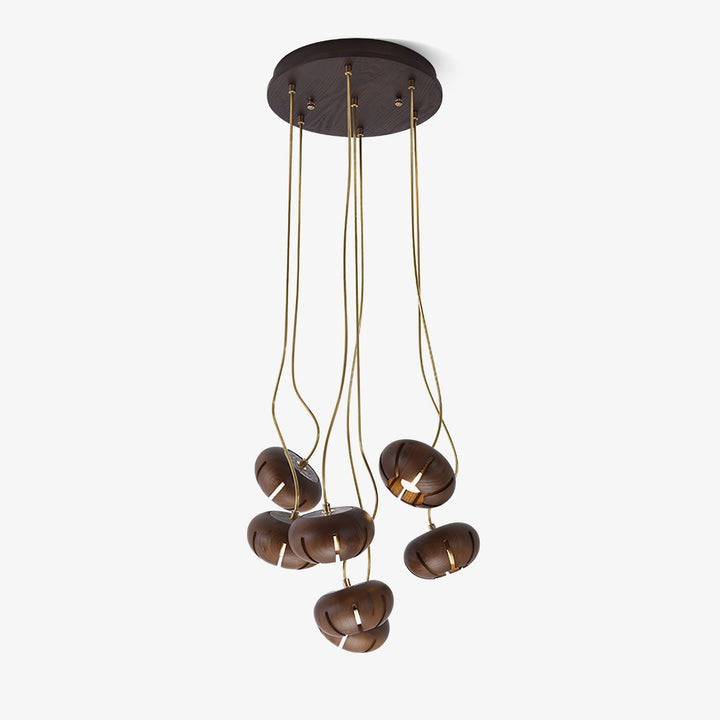 Rustic Wooden Pumpkin Cluster Ceiling Light
