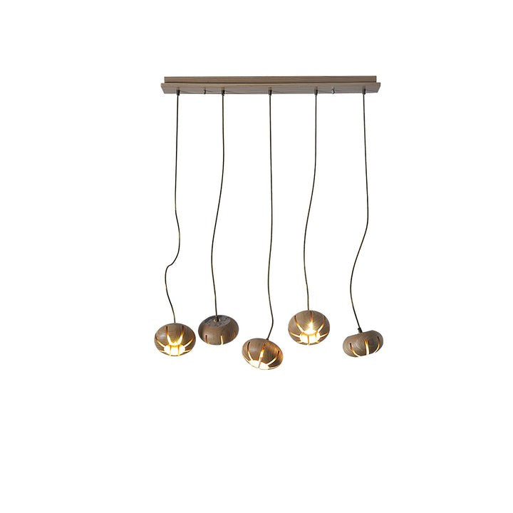 Rustic Wooden Pumpkin Cluster Ceiling Light