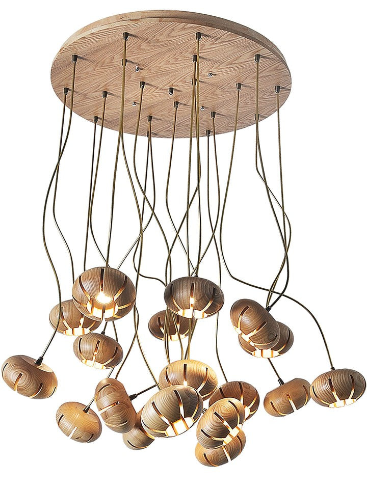 Rustic Wooden Pumpkin Cluster Ceiling Light