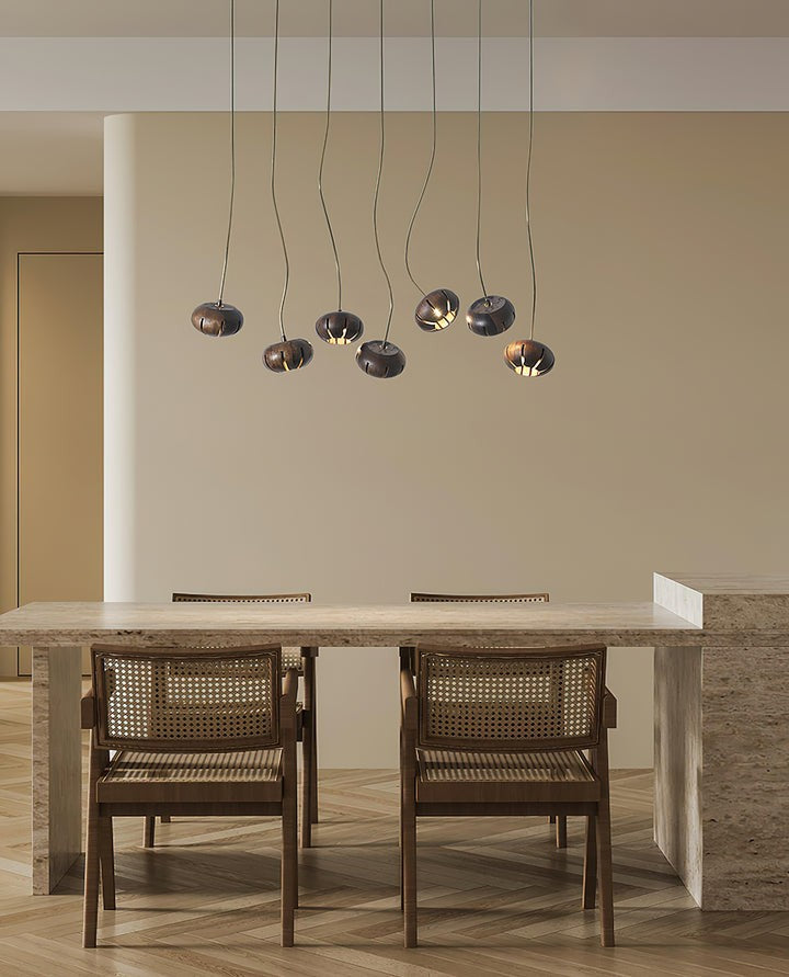 Rustic Wooden Pumpkin Cluster Ceiling Light