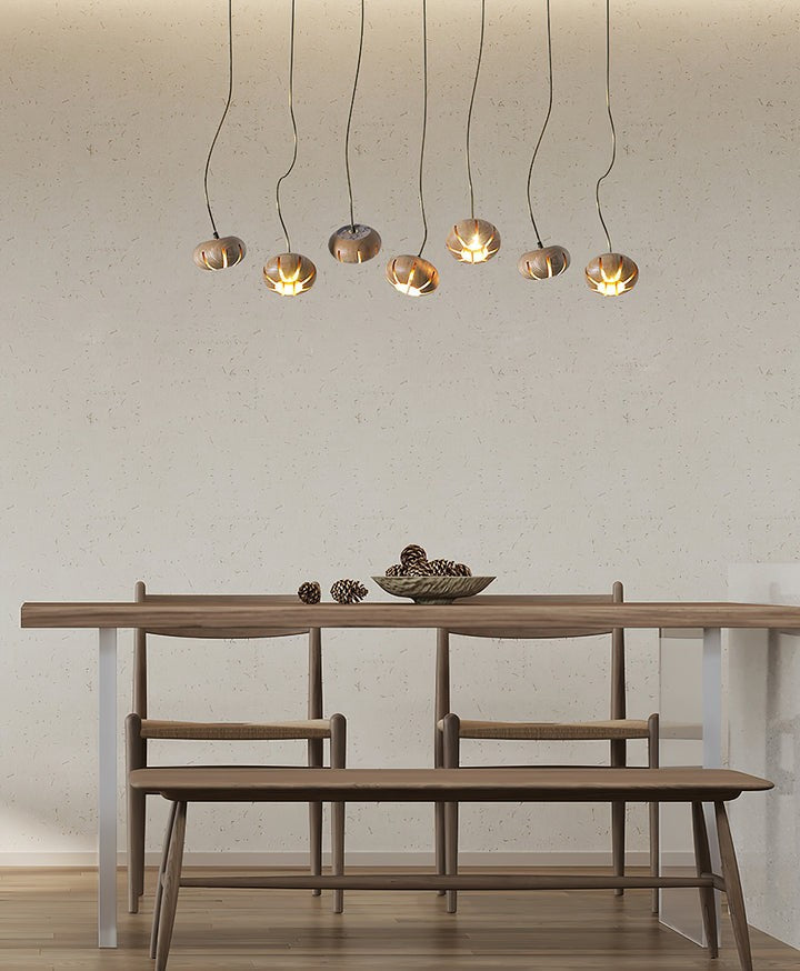 Rustic Wooden Pumpkin Cluster Ceiling Light