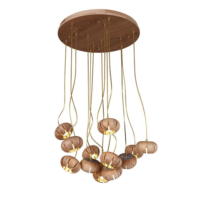 Rustic Wooden Pumpkin Cluster Ceiling Light