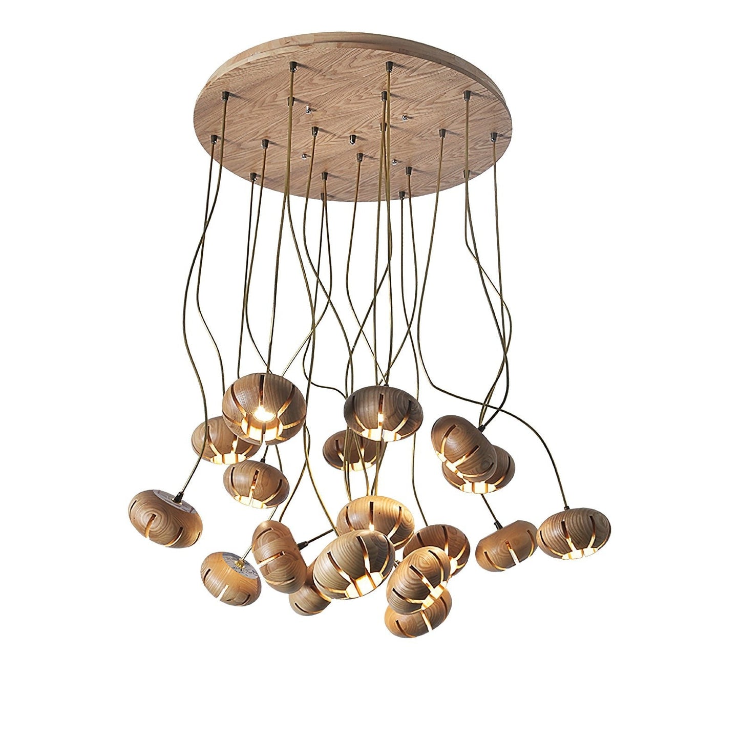 Rustic Wooden Pumpkin Cluster Ceiling Light