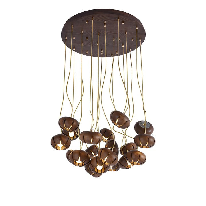 Rustic Wooden Pumpkin Cluster Ceiling Light