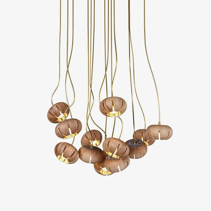 Rustic Wooden Pumpkin Cluster Ceiling Light