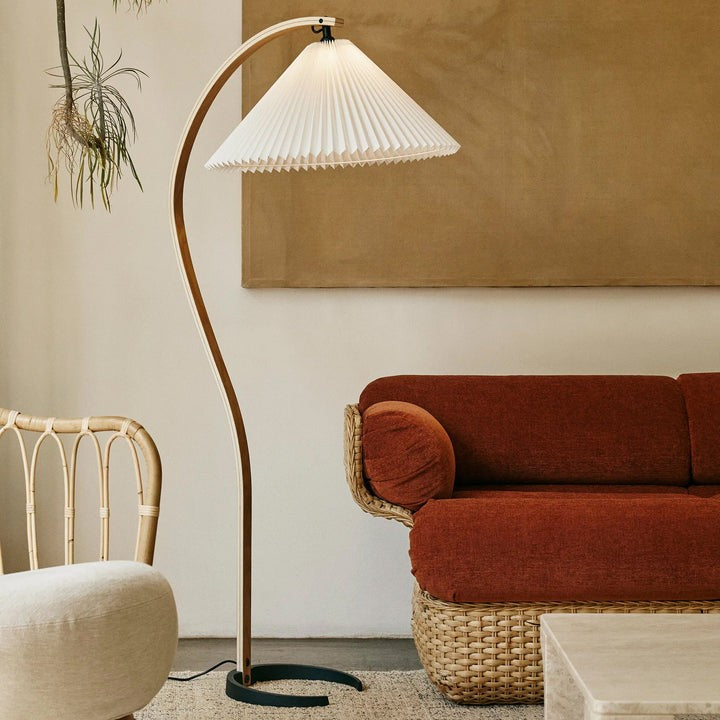 Scandinavian Beechwood & Iron LED Floor Lamp