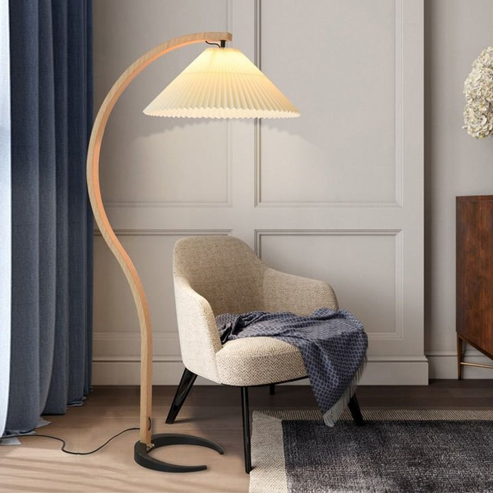Scandinavian Beechwood & Iron LED Floor Lamp