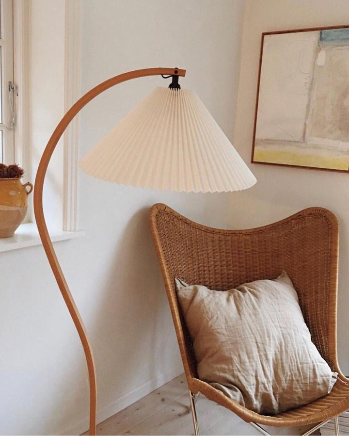 Scandinavian Beechwood & Iron LED Floor Lamp