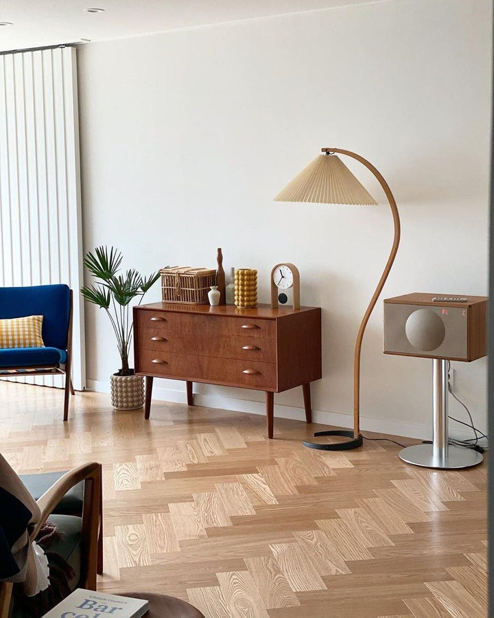 Scandinavian Beechwood & Iron LED Floor Lamp