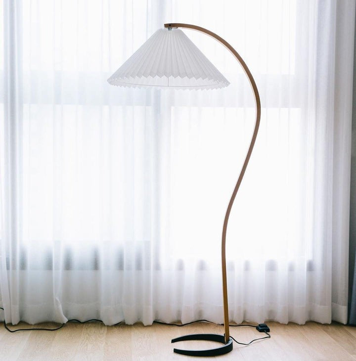 Scandinavian Beechwood & Iron LED Floor Lamp