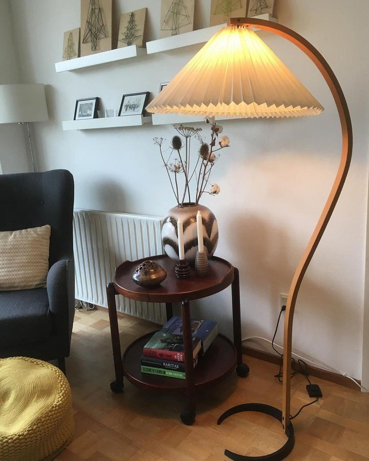 Scandinavian Beechwood & Iron LED Floor Lamp