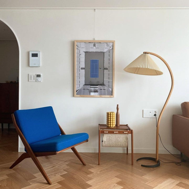 Scandinavian Beechwood & Iron LED Floor Lamp