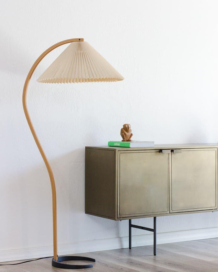 Scandinavian Beechwood & Iron LED Floor Lamp