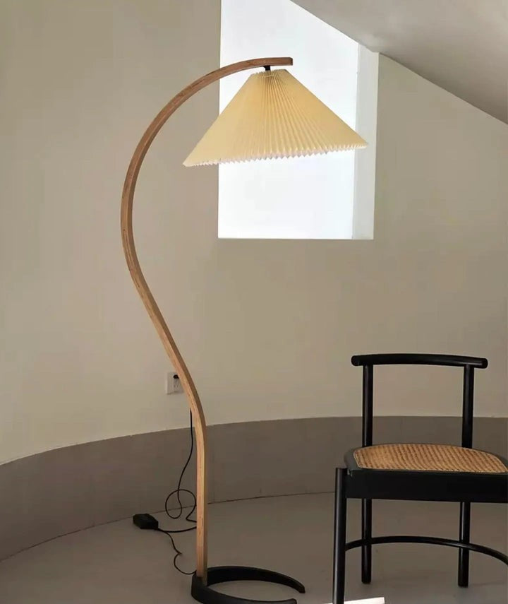 Scandinavian Beechwood & Iron LED Floor Lamp