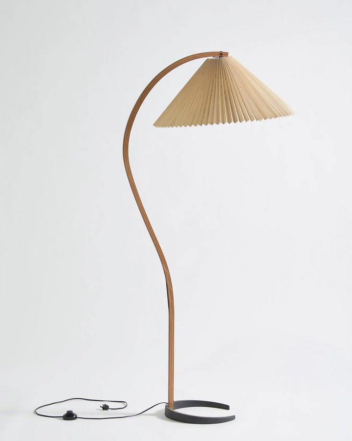 Scandinavian Beechwood & Iron LED Floor Lamp