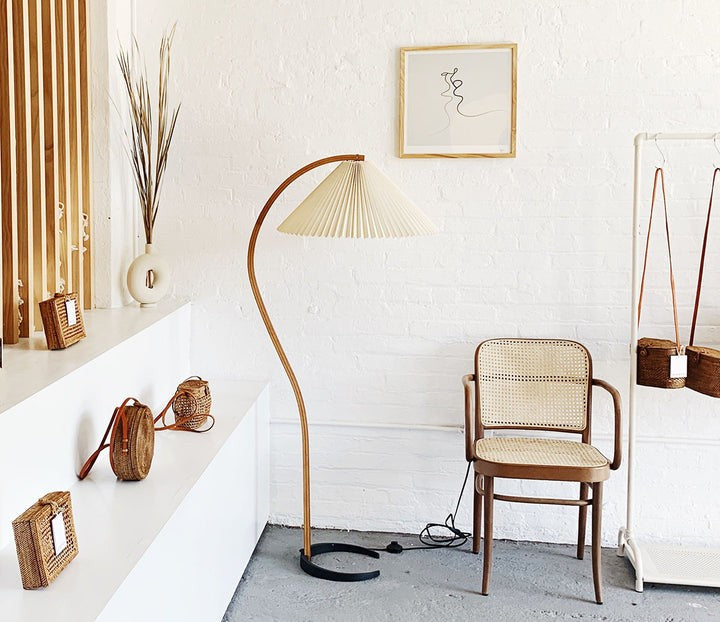 Scandinavian Beechwood & Iron LED Floor Lamp