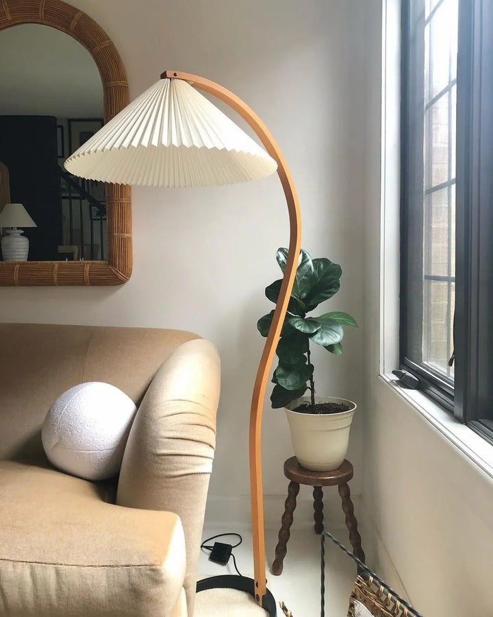 Scandinavian Beechwood & Iron LED Floor Lamp