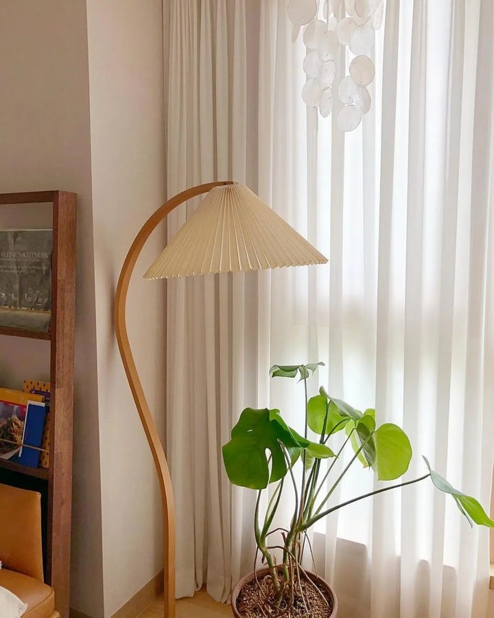 Scandinavian Beechwood & Iron LED Floor Lamp