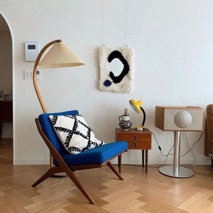 Scandinavian Beechwood & Iron LED Floor Lamp