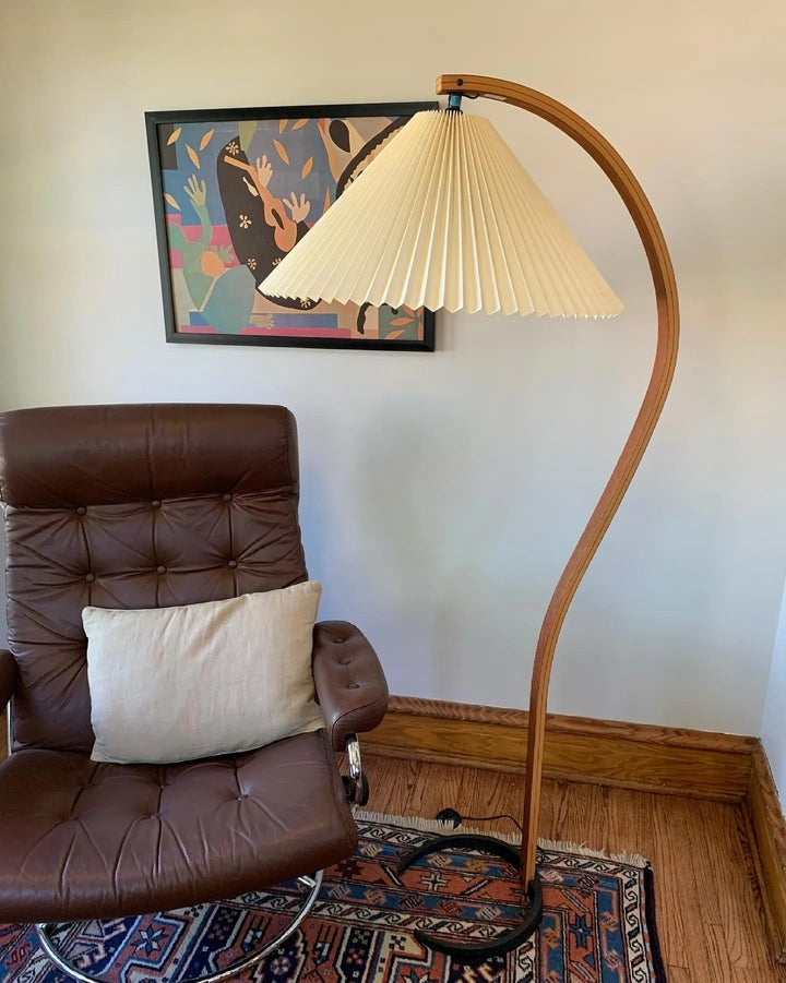 Scandinavian Beechwood & Iron LED Floor Lamp