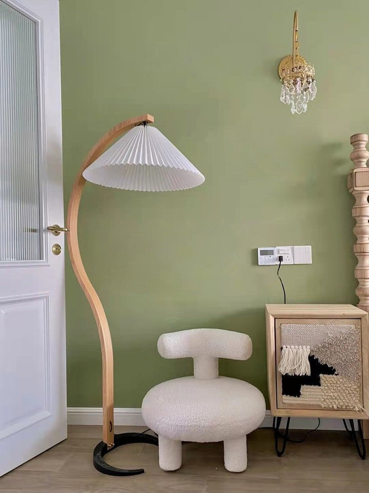 Scandinavian Beechwood & Iron LED Floor Lamp