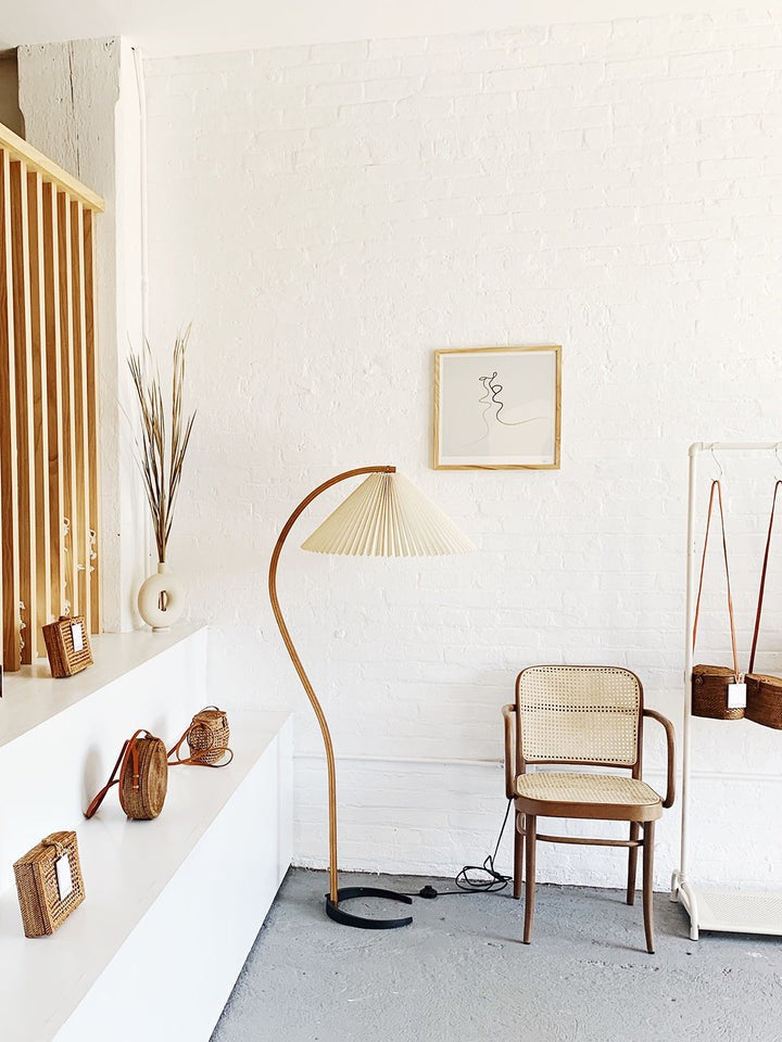 Scandinavian Beechwood & Iron LED Floor Lamp