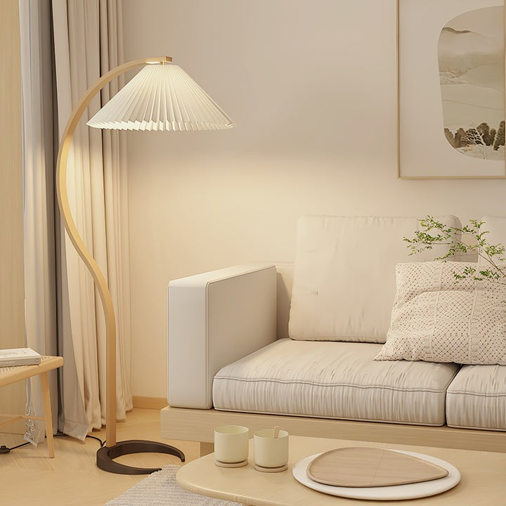 Scandinavian Beechwood & Iron LED Floor Lamp
