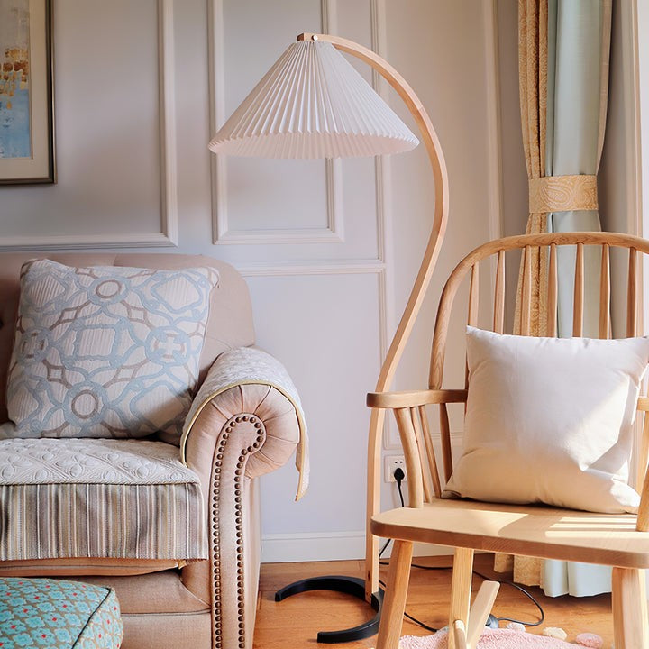 Scandinavian Beechwood & Iron LED Floor Lamp