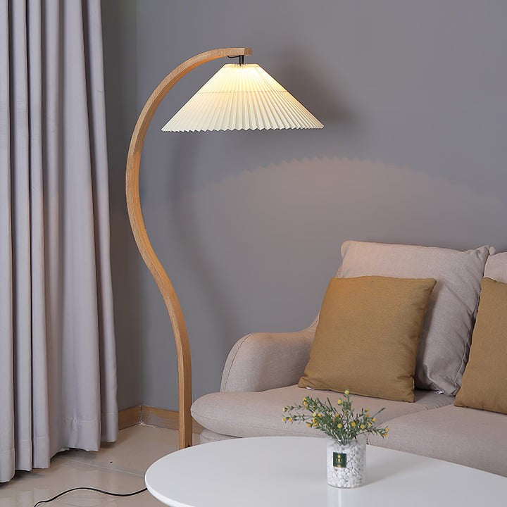 Scandinavian Beechwood & Iron LED Floor Lamp
