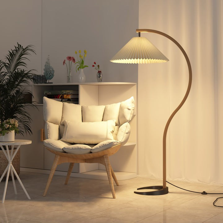 Scandinavian Beechwood & Iron LED Floor Lamp
